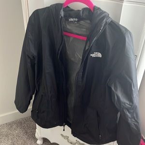 Black the north face rain jacket size large